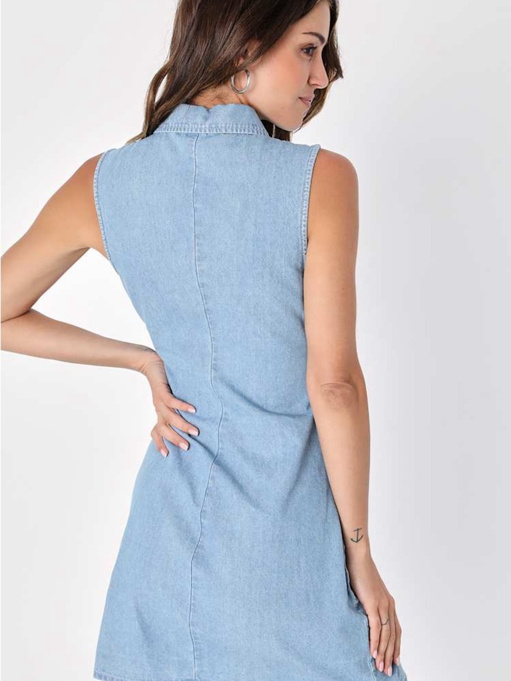 Lulus light blue denim mini dress Enchanting Cutie Chambray size small - Picture 10 of 10